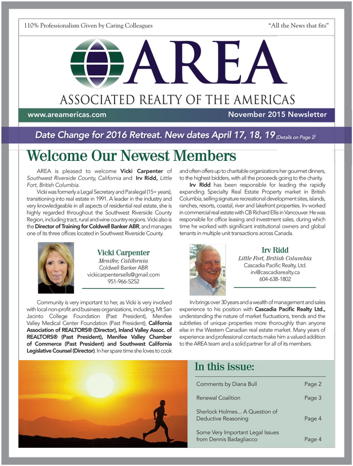 AREA Nov 2015 Newsletter
